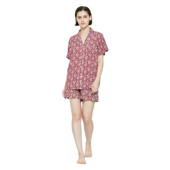 Amaxer Women Button up Pajama Set, Summer Lightweight Shorts Sleepwear Pjs Set