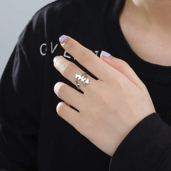 Amaxer Color Fishbone Open End Ring 14K Yellow Gold African Adinkra Symbol Earrings Jewelry Birthday New Year Gifts