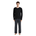 thumbnail image 1 of Amaxer Men's Loungewear Pajama Set Knit Long Sleeve T-Shirt and Fleece Pants 100% Cotton Merlot Plaid M, 1 of 6