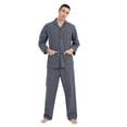 thumbnail image 1 of Amaxer Mens Yarn Cotton Notch Collar Pajama Set, Long Sleeve & Long Pants, Lightweight Breathable Loungewear, S-XXL, 1 of 5