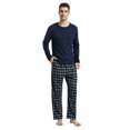 thumbnail image 1 of Amaxer Mens Cotton 2-Piece Flannel Pajama Sets - Crew Neck Knit Top Flannel Plaid Pants | Soft, Breathable Sleepwear for Men, 1 of 7