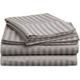 thumbnail image 1 of Amay 100% Cotton 600-Thread Count 4-PCs Sheet Set Easily Fit upto 21 Inch Deep Pockets Stripe Twin XL, Silver Grey, 1 of 9
