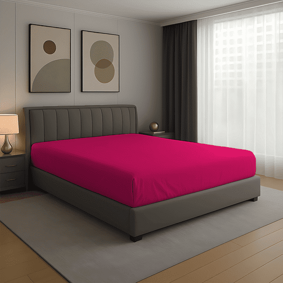 Amay 100% Organic Cotton RV King Fitted Sheet - 500 Thread Count (72"x80") - Ultra Soft, Cooling & Breathable Bed Sheet - Durable Long-Lasting Fabric - (Hot Pink, 1 Piece)