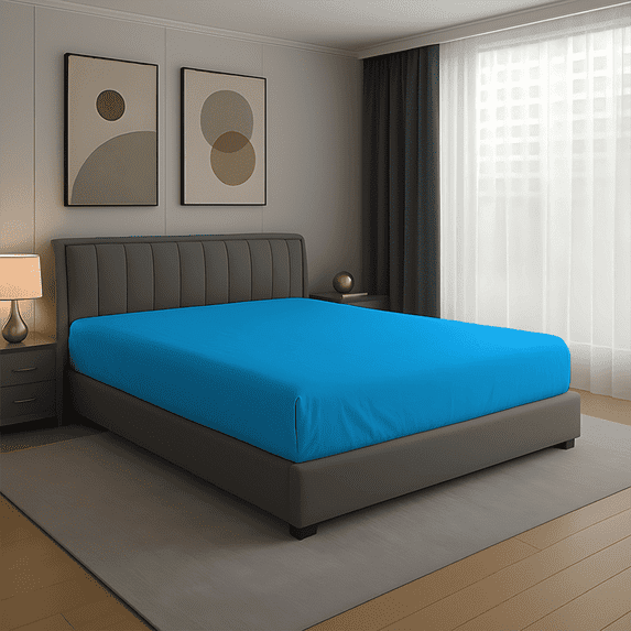 Amay 100% Organic Cotton Texas King Fitted Sheet - 500 Thread Count (80"x98") - Ultra Soft, Cooling & Breathable Bed Sheet - Durable Long-Lasting Fabric - (Turquoise, 1 Piece)