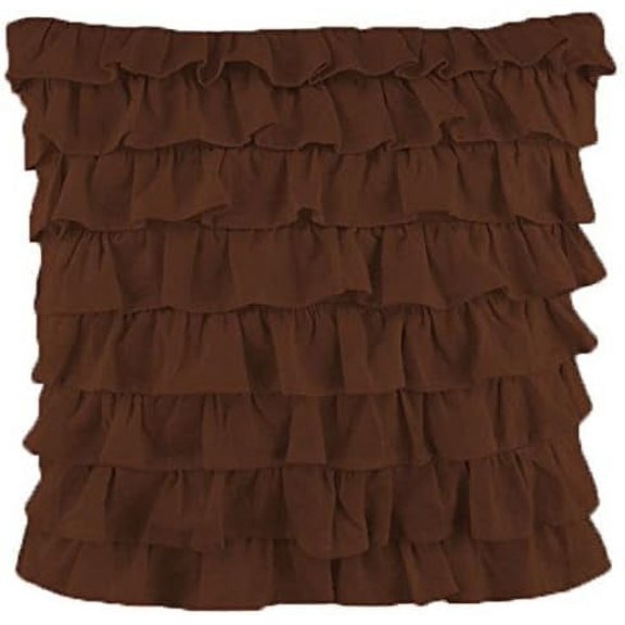 Amay 2-PC Ultra Soft Multi Ruffle Pillow sham 800 Thread Count Organic Cotton Brown Solid, Body Pillow 20'' x 54''