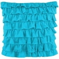 thumbnail image 1 of Amay 2-PC Ultra Soft Multi Ruffle Pillow sham 800 Thread Count Organic Cotton Turquoise Solid, Continental Square 31'' x 31'', 1 of 6
