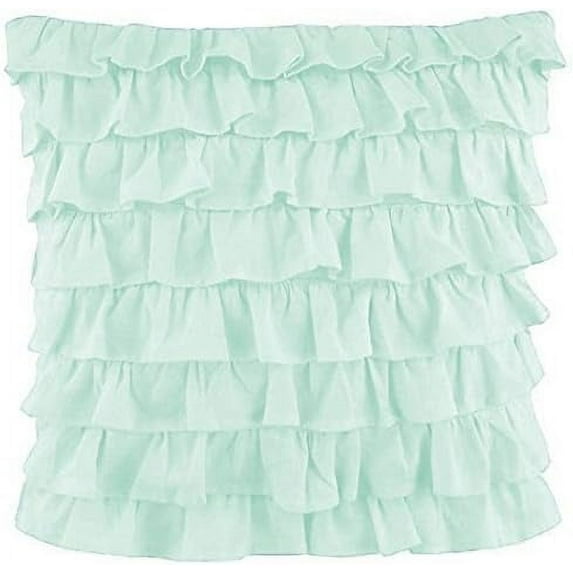 Amay 2-PC Ultra Soft Multi Ruffle Pillow sham 800 Thread Count Organic CottonAqua Solid, Toddler 16'' x 20''