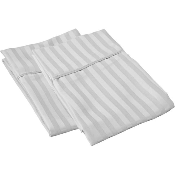 Amay 2 Pack 100% Organic Cotton 800 Thread Count Pillowcases King Size 20x40 Silver Gray Striped