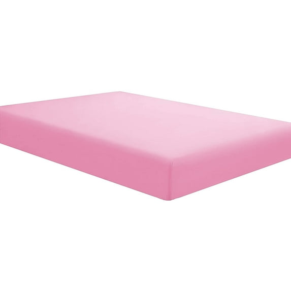 Amay 800 TC 100% Organic Cotton Split King Size 2Pc Fitted Sheet ( 39X80 ) Fits Mattress Upto 8-10 inches, Pink Solid