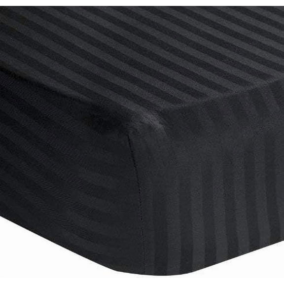 Amay 800 TC Organic Cotton Olympic Queen Size Fitted Sheet ( 66X80 ) Fits Mattress Upto 27 inches Black Stripe