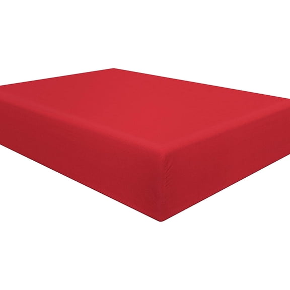 Amay 800 TC Organic Cotton Twin XL Size Fitted Sheet ( 39X80 ) Fits Mattress Upto 28-30 inches Deep Pocket, Red Solid