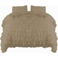 thumbnail image 1 of Amay 800 Thread Count 1 Piece Premium Waterfall Ruffle Duvet Cover 100% Organic Cotton Emperor ( 98X118 ) Taupe Solid, 1 of 5
