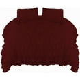 thumbnail image 1 of Amay 800 Thread Count 1 Piece Premium Waterfall Ruffle Duvet Cover 100% Organic Cotton Oversized King ( 120x 98 )Wine Solid, 1 of 5