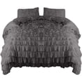 thumbnail image 1 of Amay 800 Thread Count 1 Piece Premium Waterfall Ruffle Duvet Cover 100% Organic Cotton Oversized King Plus ( 120x 128 )Dark Grey Solid, 1 of 5
