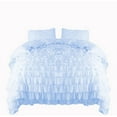 thumbnail image 1 of Amay 800 Thread Count 1 Piece Premium Waterfall Ruffle Duvet Cover 100% Organic Cotton Oversized Queen ( 98X98 ) Light Blue Solid, 1 of 5