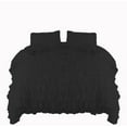 thumbnail image 1 of Amay 800 Thread Count 1 Piece Premium Waterfall Ruffle Duvet Cover 100% Organic Cotton Twin ( 68X86 ) Black Solid, 1 of 5