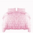 thumbnail image 1 of Amay 800 Thread Count 1 Piece Premium Waterfall Ruffle Duvet Cover 100% Organic Cotton Twin ( 68X86 ) Pink Solid, 1 of 5