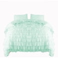 thumbnail image 1 of Amay 800 Thread Count 1 Piece Premium Waterfall Ruffle Duvet Cover 100% Organic Cotton Twin XL (68X92 ) Aqua Solid, 1 of 5