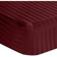 thumbnail image 1 of Amay 800 Thread Count 100% Organic Cotton Alaska King Size Fitted Sheet ( 108X108 ) Fits Mattress Upto 21 inches Burgundy Stripe, 1 of 6