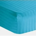thumbnail image 1 of Amay 800 Thread Count 100% Organic Cotton California King Size Fitted Sheet ( 72X84 ) Fits Mattress Upto 21 inches Turquoise Stripe, 1 of 6