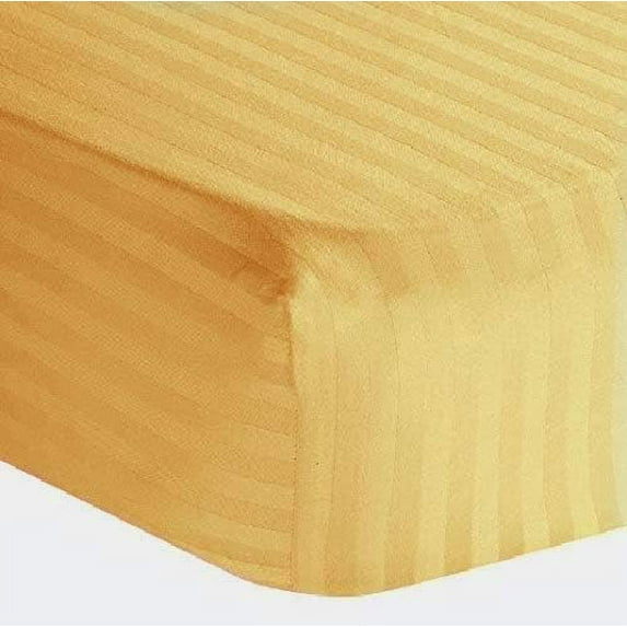 Amay 800TC Organic Cotton Twin XL Size Fitted Sheet ( 39X80 ) Fits Mattress Upto 12 -15 inches Gold Stripe