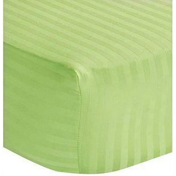 Amay 800 TC Organic Cotton Twin XL Size Fitted Sheet ( 39X80 ) Fits Mattress Upto 27 inches Sage Stripe