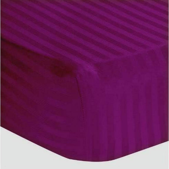 Amay 800 TC Organic Cotton Twin XL Size Fitted Sheet ( 39X80 ) Fits Mattress Upto 27 inches Wine Stripe
