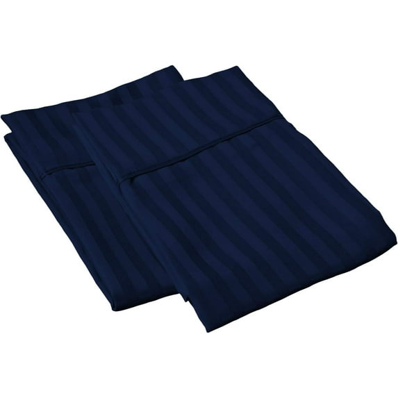 Amay 800TC Organic Cotton 2 PC Pillowcases with Envelope Closure King Size 20x40 Navy Blue Stripe