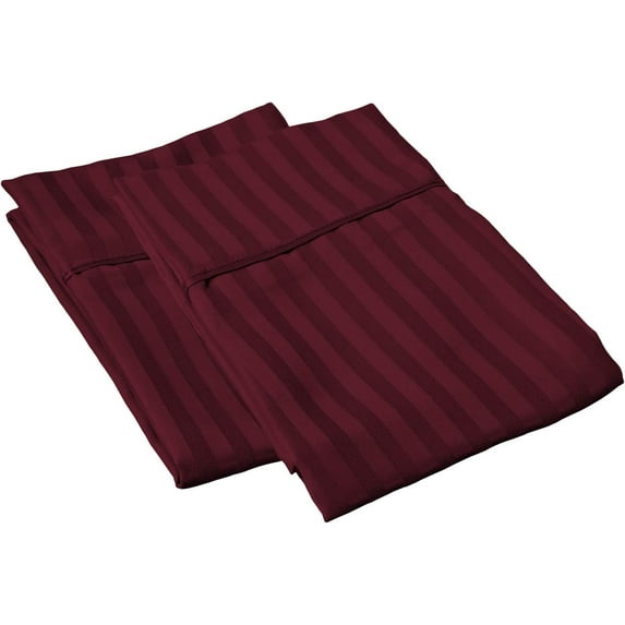 Amay 800TC Organic Cotton 2 PC Pillowcases with Envelope Closure Standard Size 20x30 Wine Stripe