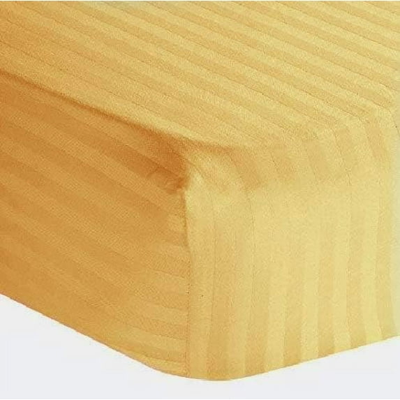 Amay 800TC Organic Cotton Emperor Size Fitted Sheet ( 84X84 ) Fits Mattress Upto 10-12 inches Gold Stripe