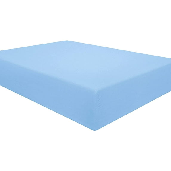 Amay 800TC Organic Cotton Emperor Size Fitted Sheet ( 84X84 ) Fits Mattress Upto 12-15 inches, Light Blue Solid