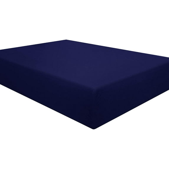 Amay 800TC Organic Cotton Full Size Fitted Sheet ( 54X75 ) Fits Mattress Upto 12-15 inches, Navy Blue Solid