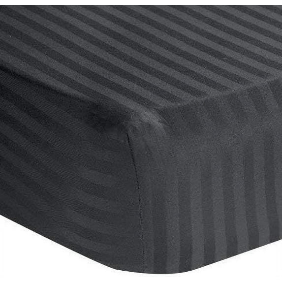 Amay 800TC Organic Cotton King Size Fitted Sheet ( 76X80 ) Fits Mattress Upto 12 -15 inches Dark Grey Stripe