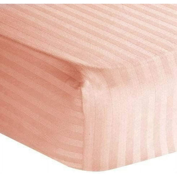 Amay 800TC Organic Cotton RV King Size Fitted Sheet ( 72X75 )Fits Mattress Upto 12 -15 inches Peach Stripe