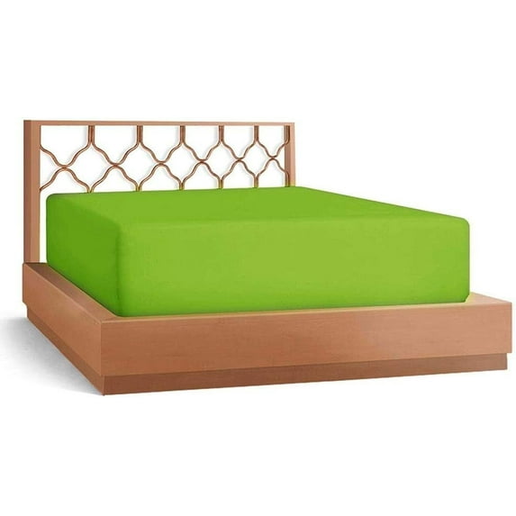Amay 800TC Organic Cotton Twin Size Fitted Sheet ( 39X75 ) Fits Mattress Upto 12-15 inches, Parrot Green Solid
