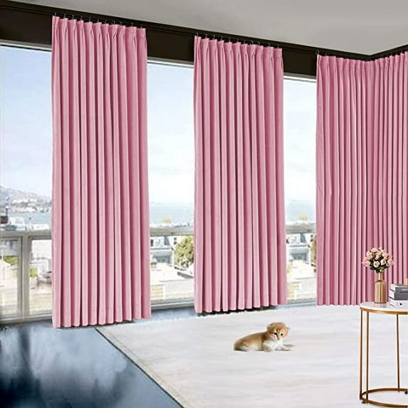 Amay Blackout Double Pinch Pleat Curtain Panel Baby Pink 50"W x 192"L- 1Panel