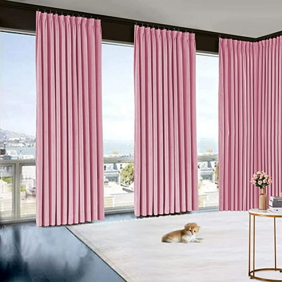 Amay Blackout Double Pinch Pleat Curtain Panel Baby Pink 50"W x 204"L- 1Panel