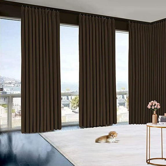 Amay Blackout Double Pinch Pleat Curtain Panel Dark Chocolate 50"W x 240"L- 1Panel