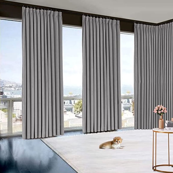 Amay Blackout Double Pinch Pleat Curtain Panel Dark Grey 50"W x 228"L- 1Panel