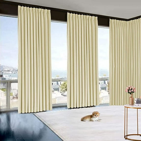 Amay Blackout Double Pinch Pleat Curtain Panel Ivory 50"W x 108"L- 1Panel