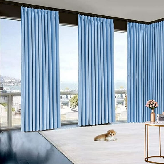 Amay Blackout Double Pinch Pleat Curtain Panel Light Blue 50"W x 96"L- 1Panel