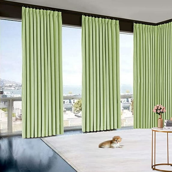 Amay Blackout Double Pinch Pleat Curtain Panel Light Green 50"W x 156"L- 1Panel