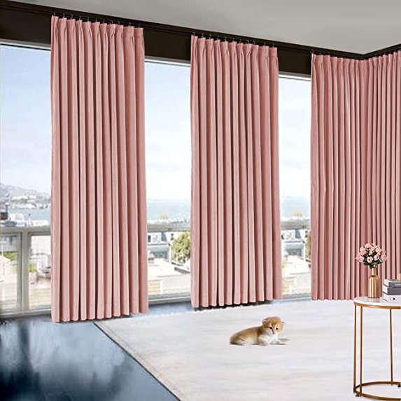 Amay Blackout Double Pinch Pleat Curtain Panel Rose Gold 50"W x 132"L- 1Panel