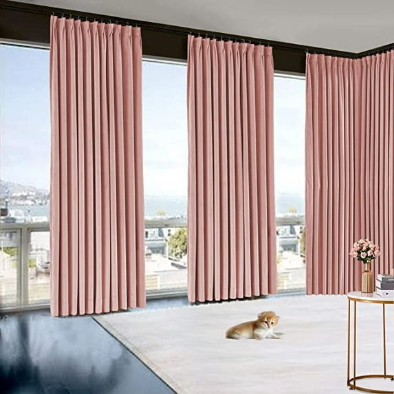 Amay Blackout Double Pinch Pleat Curtain Panel Rose Gold 50"W x 204"L- 1Panel