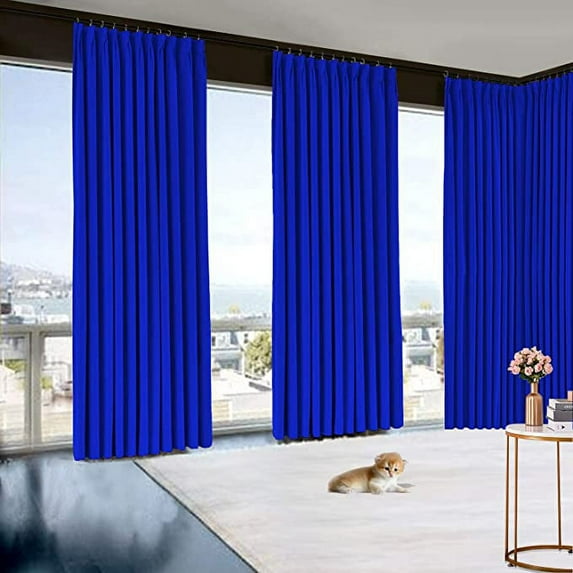 Amay Blackout Double Pinch Pleat Curtain Panel Royal Blue 50"W x 168"L- 1Panel