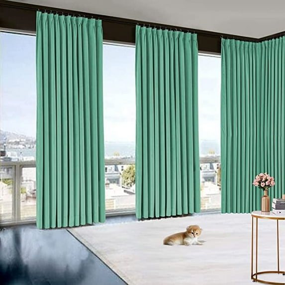 Amay Blackout Double Pinch Pleat Curtain Panel Seafoam Green 50"W x 216"L- 1Panel