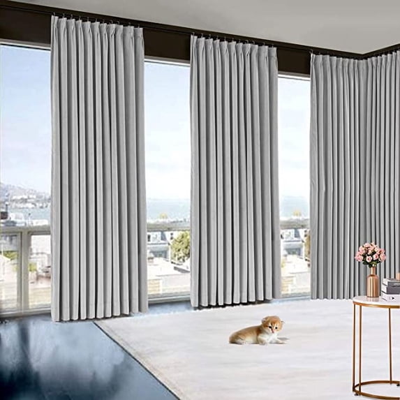 Amay Blackout Double Pinch Pleat Curtain Panel Silver Grey 50"W x 168"L- 1Panel