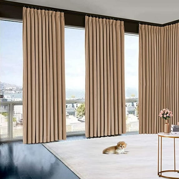 Amay Blackout Double Pinch Pleat Curtain Panel Taupe 50"W x 192"L- 1Panel