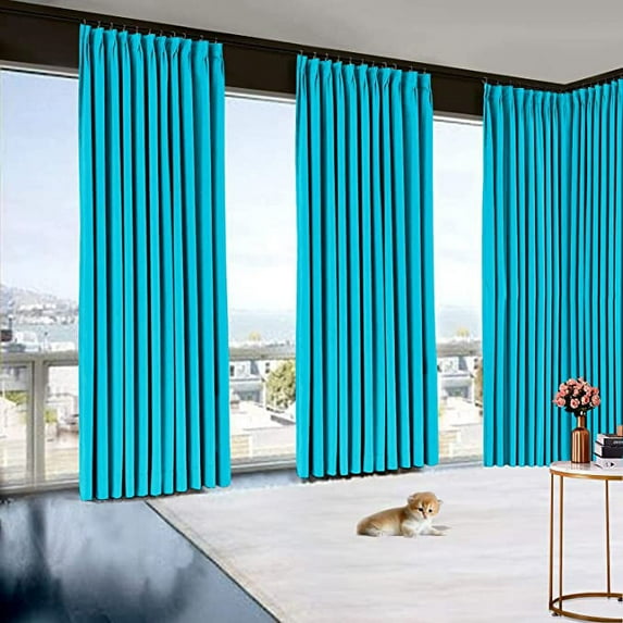 Amay Blackout Double Pinch Pleat Curtain Panel Turquoise 50"W x 156"L- 1Panel