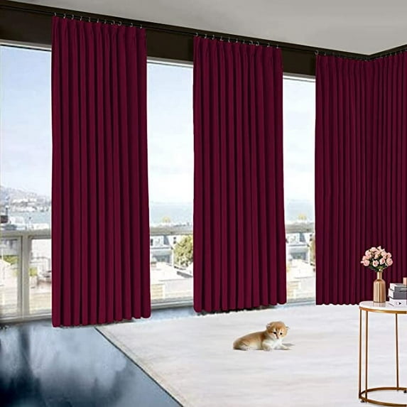 Amay Blackout Double Pinch Pleat Curtain Panel Wine 50"W x 204"L- 1Panel